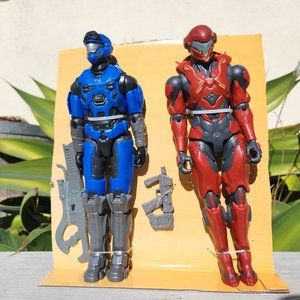 HALO Master Chief 12" Action Figure Blue Red Spartan Toy Bundle Video Game GIFT